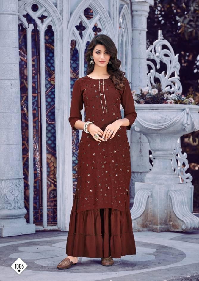 Parra Fiza 1 Heavy Festive Wear Rayon Designer Kurti With Palazzo Collection